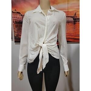 ALLSAINTS Sirena Front-Tie XS Women's Top Shirt White #C